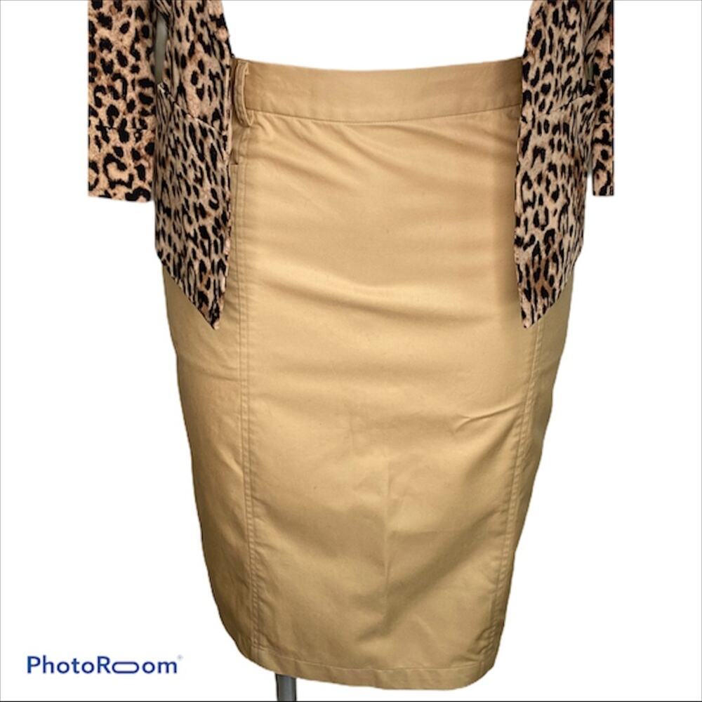 Orvis tan cotton pencil skirt